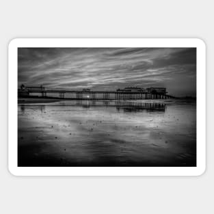 Sunset on Cromer beach Monochrome Sticker